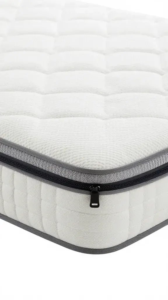hybrid coil mattress detail with zipper-removable cover