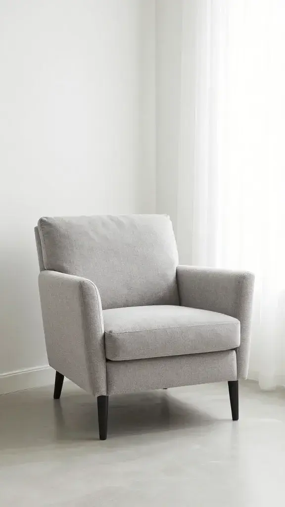 armchair from bedroom placed in bright living room corner