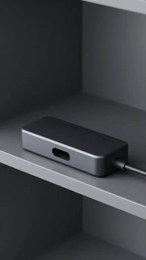 Minimal shelf charging hub with concealed cable channel