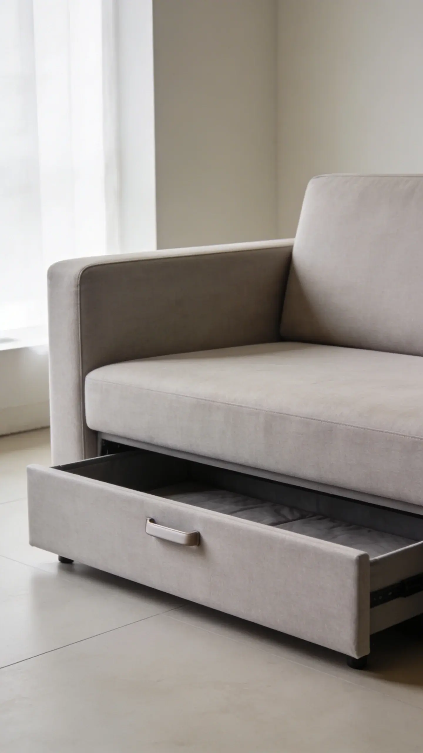 tight-back performance fabric sofa, concealed bedding compartment